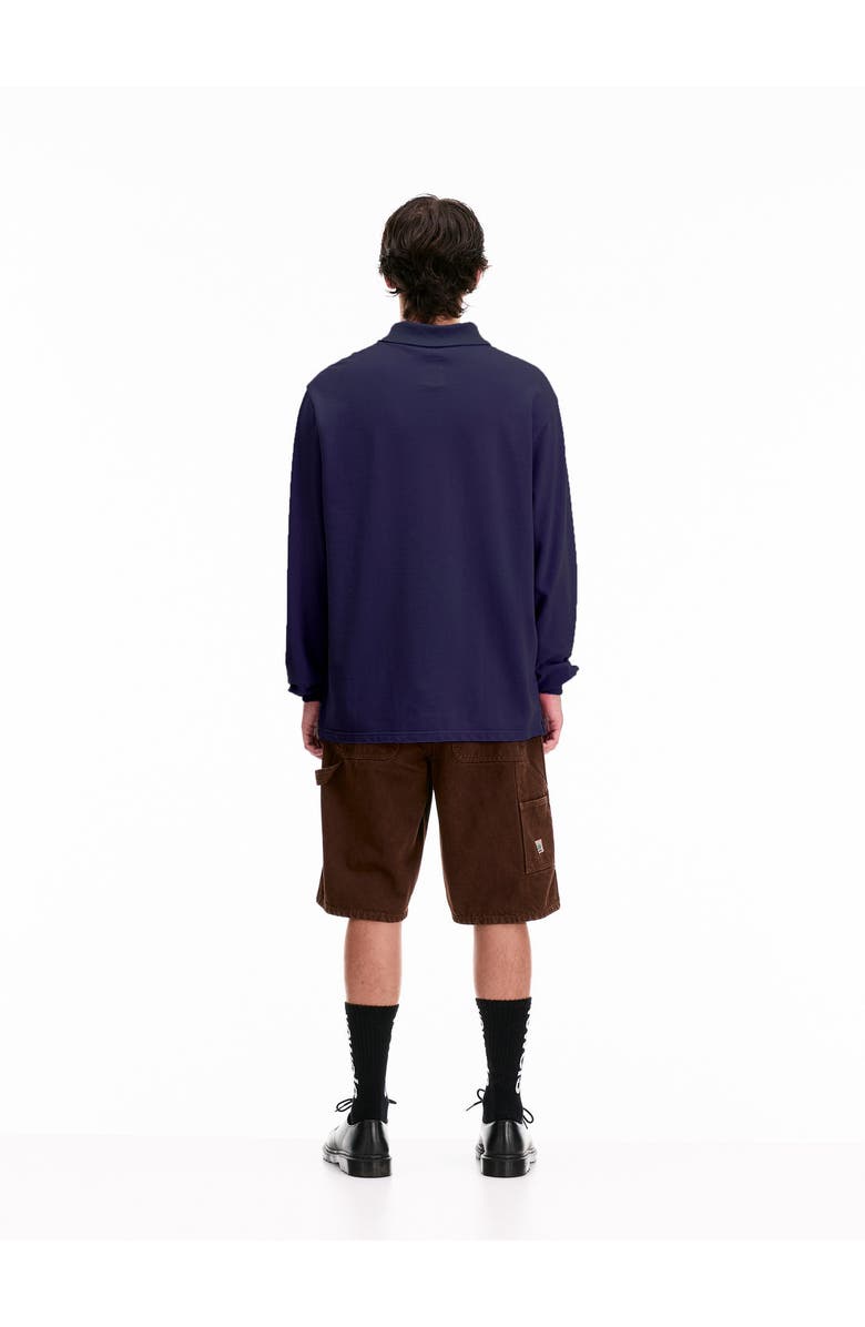 vowels Longsleeve Pique Polo, Alternate, color, Navy