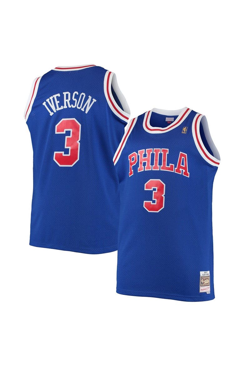 Men's Mitchell & Ness Allen Iverson Royal Philadelphia 76ers 1996/97 Big & Tall Hardwood Classics Swingman Jersey, Main, color, Royal