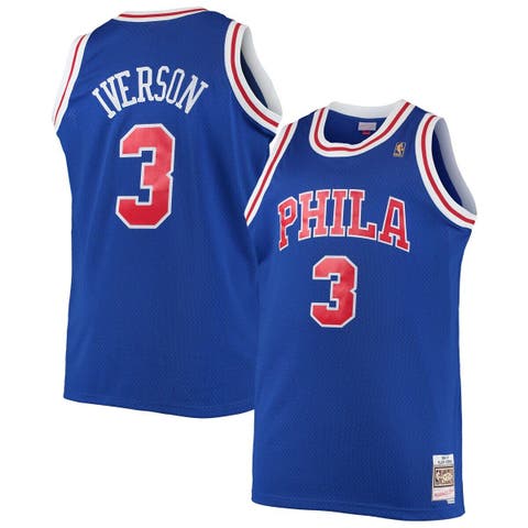Men's Mitchell & Ness Allen Iverson Royal Philadelphia 76ers 1996/97 Big & Tall Hardwood Classics Swingman Jersey
