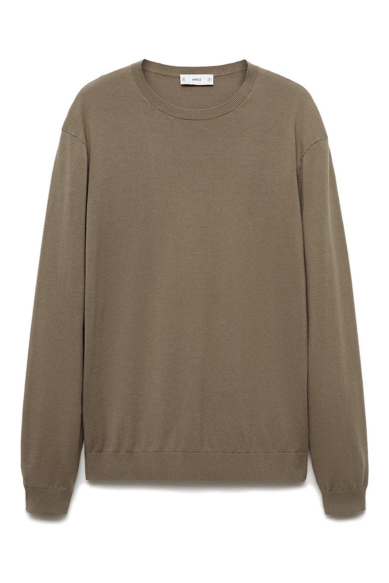 Crewneck Cotton Sweater, Main, color, MEDIUM BROWN
