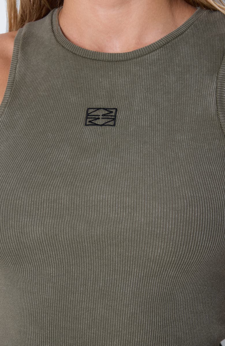 Noisy may Shania Embroidered Rib Tank Top, Alternate, color, Kalamata Acid Wash