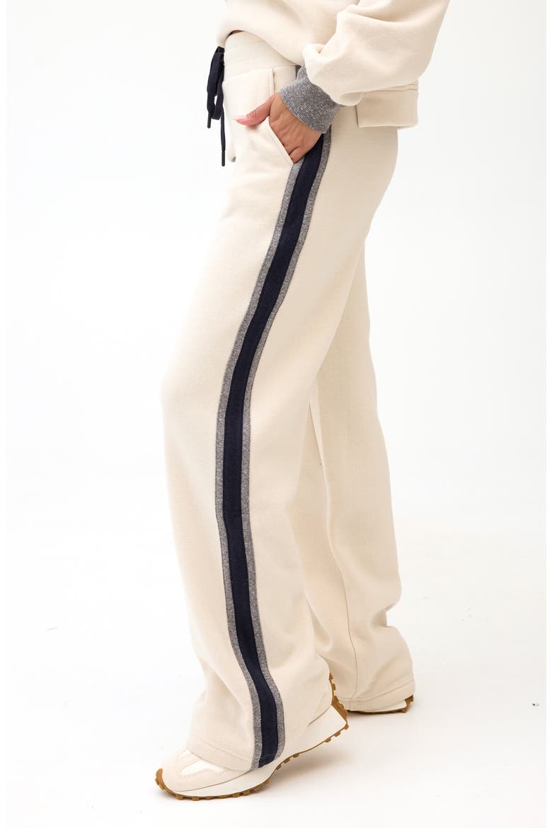 Lupita Side Stripe Fleece Pants, Alternate, color, TAPIOCA/ HEATHER GREY