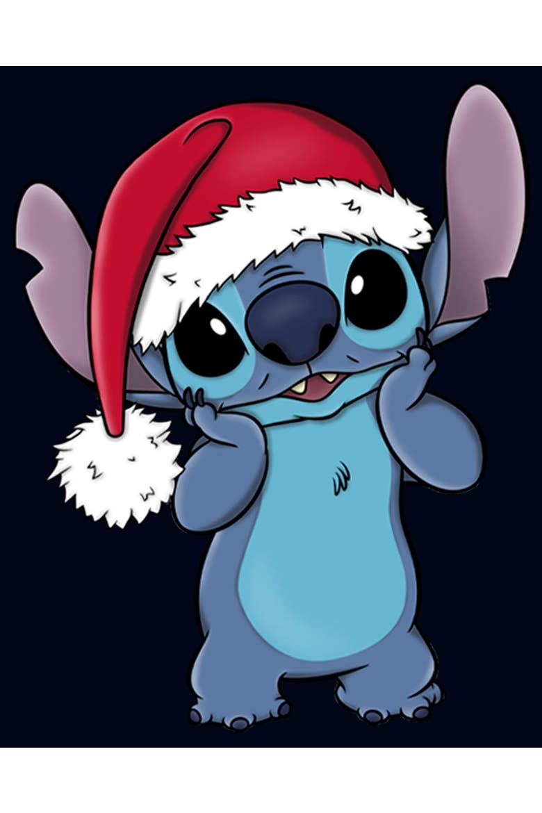Girl's Lilo & Stitch Santa Surprise  Graphic T-Shirt, Alternate, color, Navy Blue