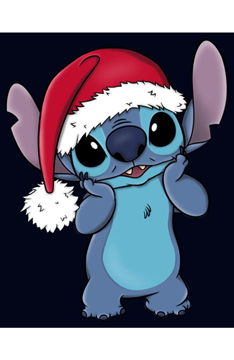 Lilo & Stitch Girl's Lilo & Stitch Santa Surprise  Graphic T-Shirt, Alternate, color, Navy Blue