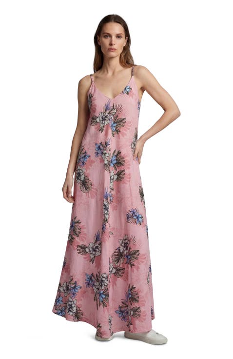 Exotic Floral Womens Linen Oversized Dress