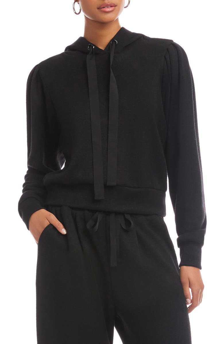 FIFTEEN TWENTY Nyri Pleat Shoulder Hoodie, Alternate, color, Black