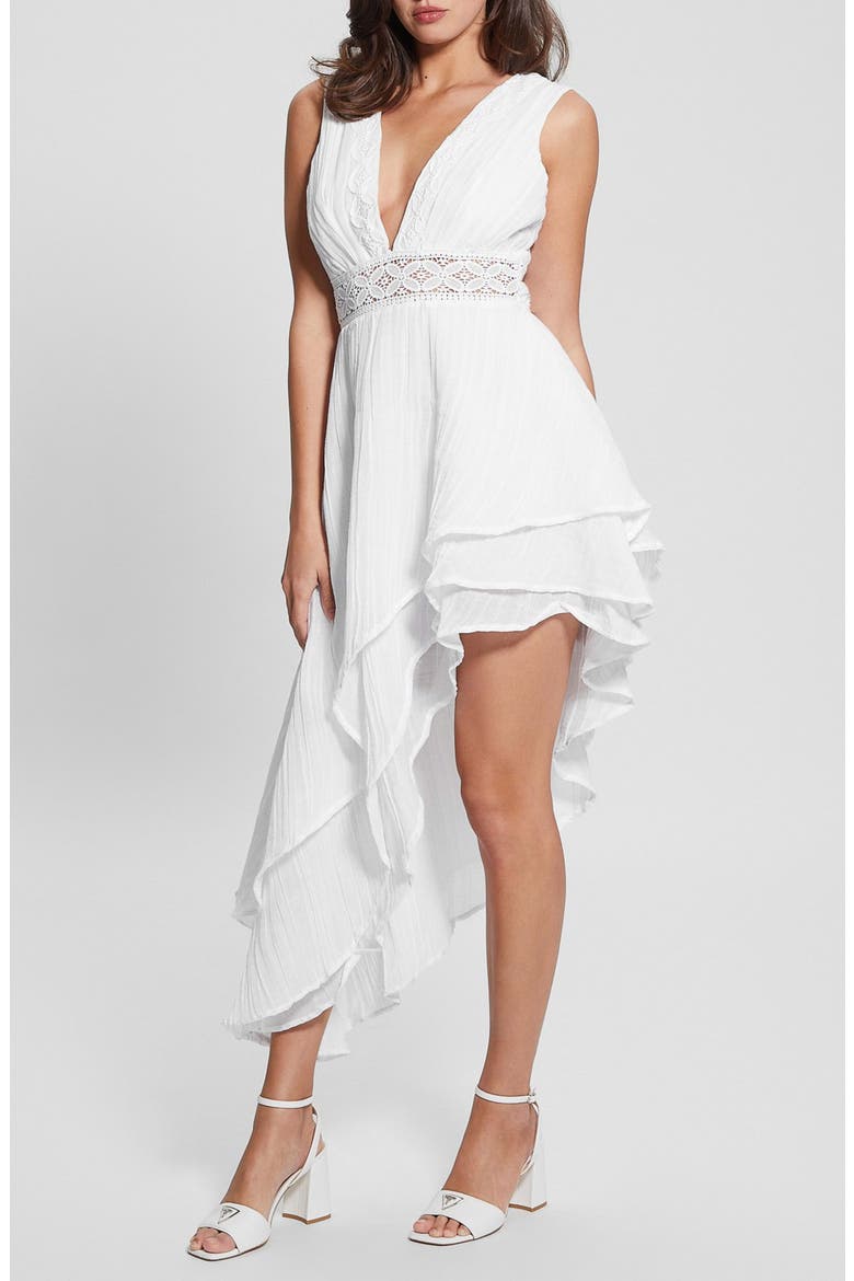 Danny Asymmetric Hem Dress, Alternate, color, PURE WHITE
