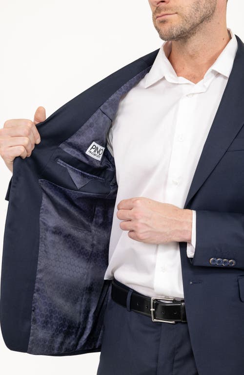 Pino By Pinoporte Solid Stretch Wool Suit In Navy
