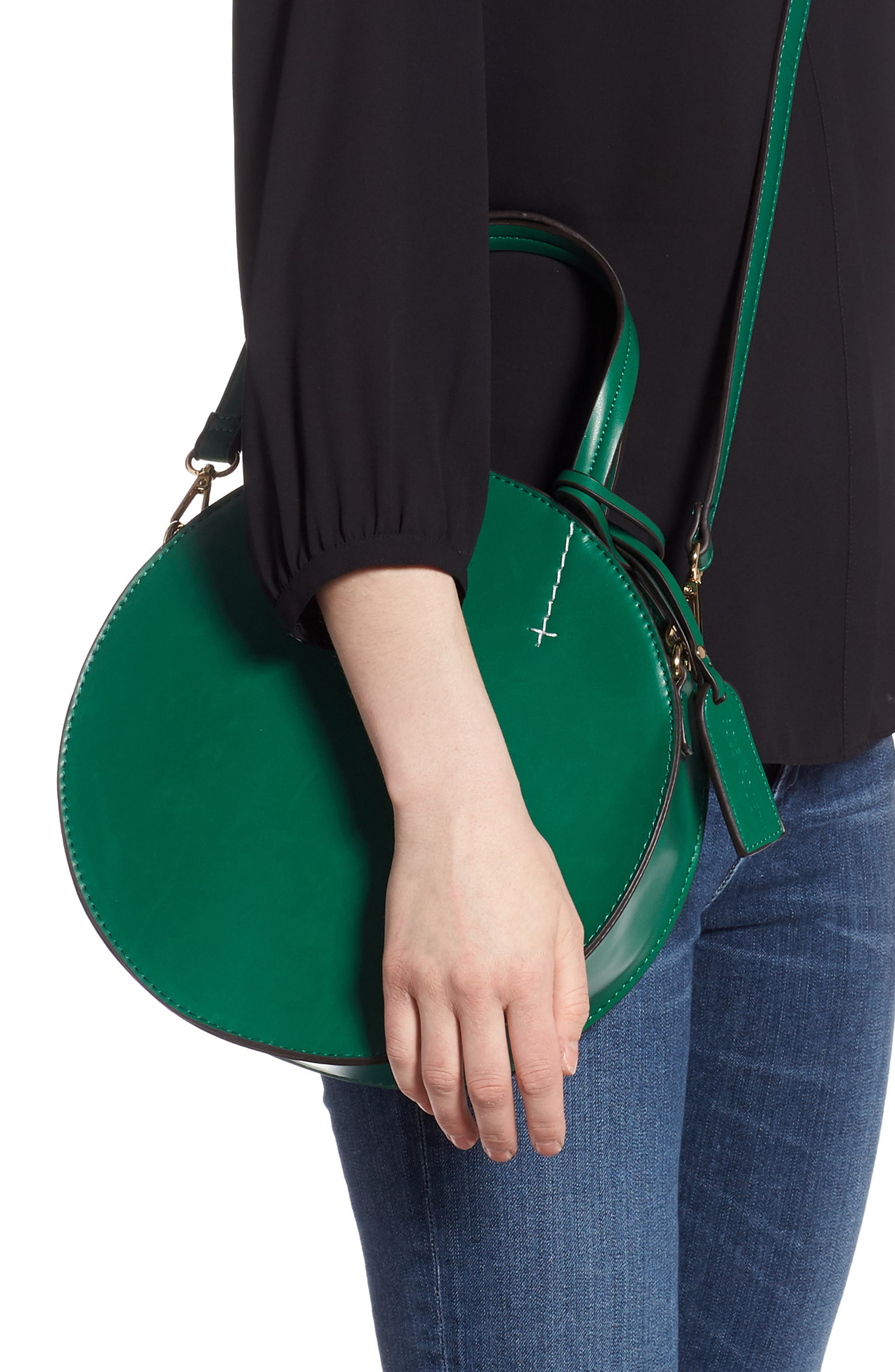 Palermo Canteen Faux Leather Circle Crossbody Bag, Alternate, color, KELLY GREEN