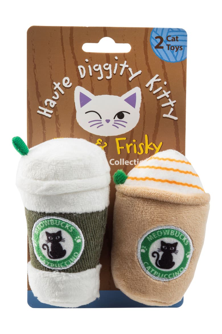 Set of 2 Kitty Meowbucks Plush Cat Toys, Main, color, MULTI