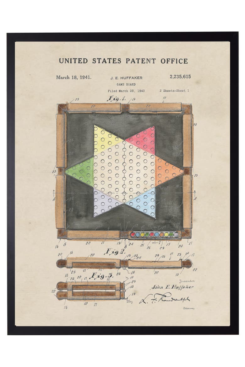 Game Board Patent in Black Frame, Main, color, No Color