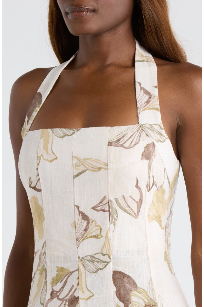 Floral Panel Halter Midi Dress, Alternate, color, CREAM MULTI