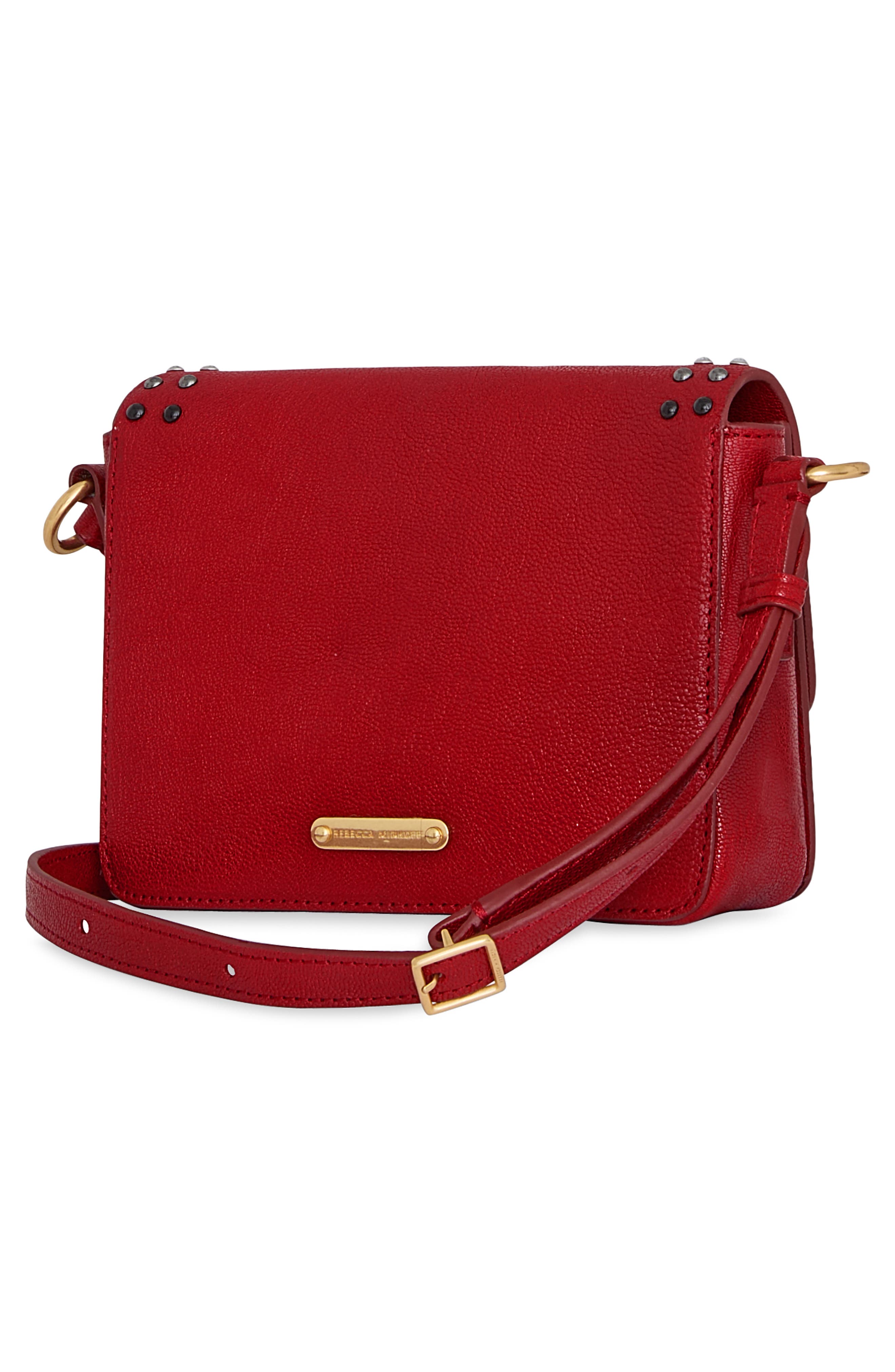 Rebecca Minkoff Bowie Stud Leather Crossbody Bag, Alternate, color, Siren