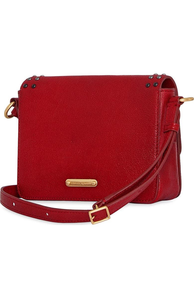 Rebecca Minkoff Bowie Stud Leather Crossbody Bag, Alternate, color, Siren