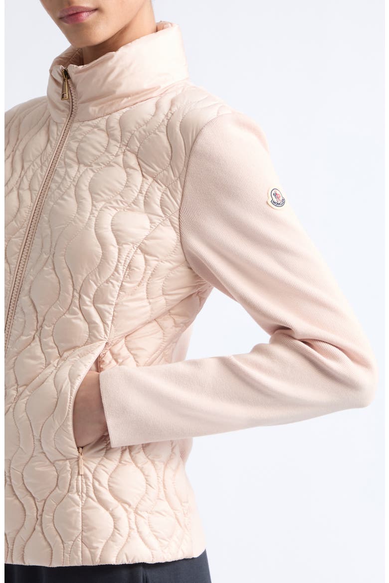 Mixed Media Down Cardigan, Alternate, color, PINK