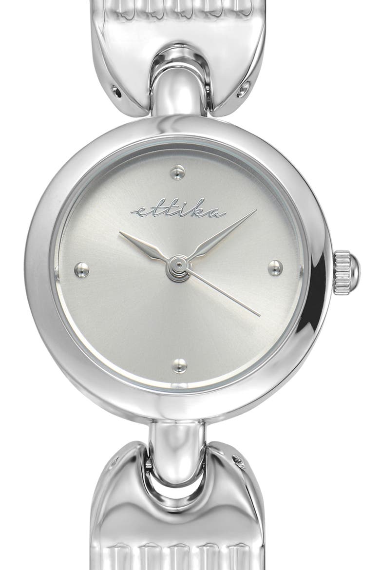 Ribbed Quartz Bracelet Watch, 24mm x 33.5mm, Alternate, color, VANILLA AND SILVER