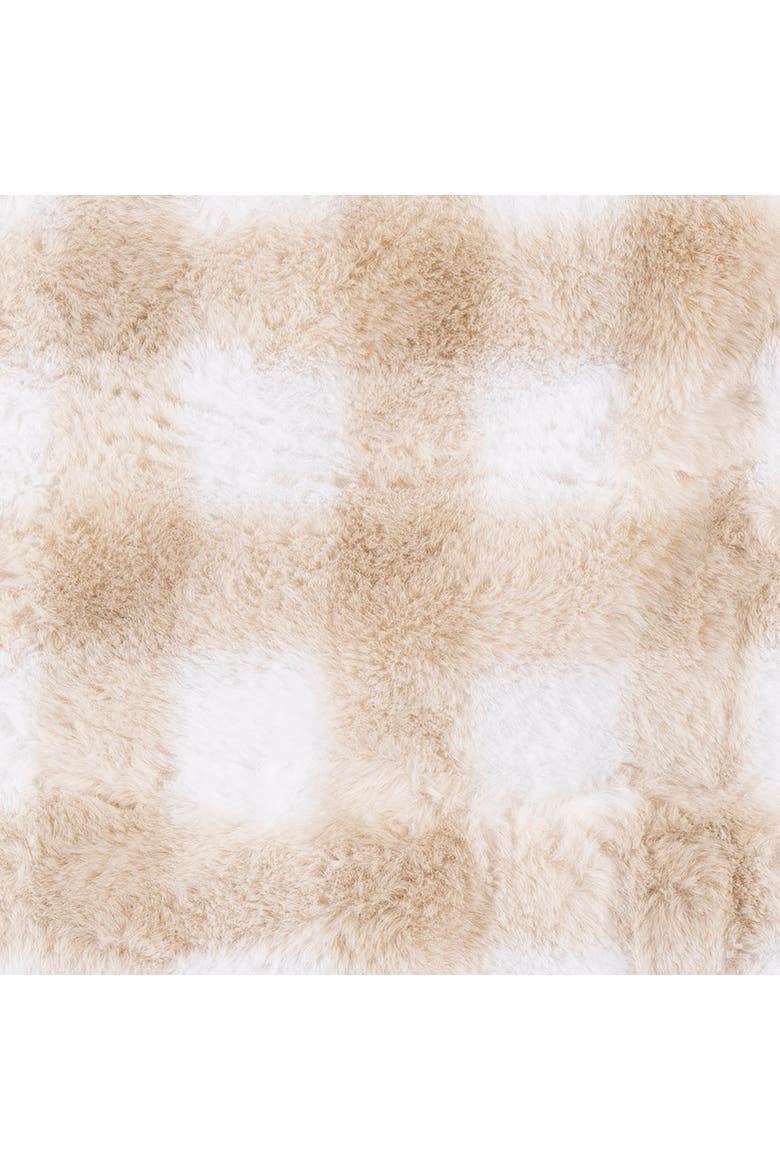 Plaid Plush Blanket with Satin Trim, Alternate, color, Tan Plaid