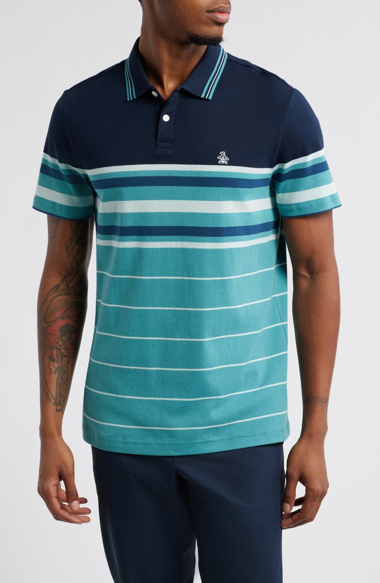 Original Penguin Stripe Cotton Interlock Polo, Main, color, 