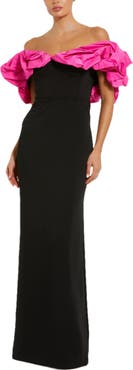 Mac Duggal Crepe & Faille Off The Shoulder Gown