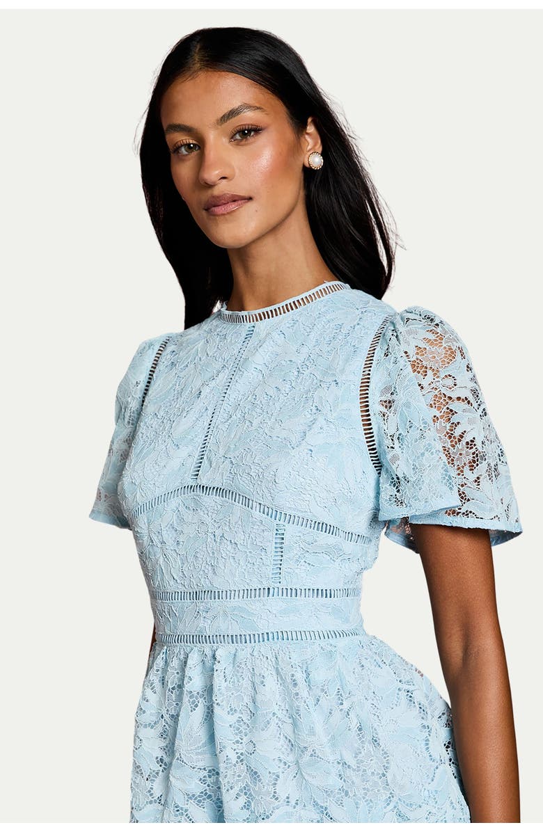 Coast Petite Flutter Sleeve Tiered Midi Dress, Alternate, color, Pale Blue