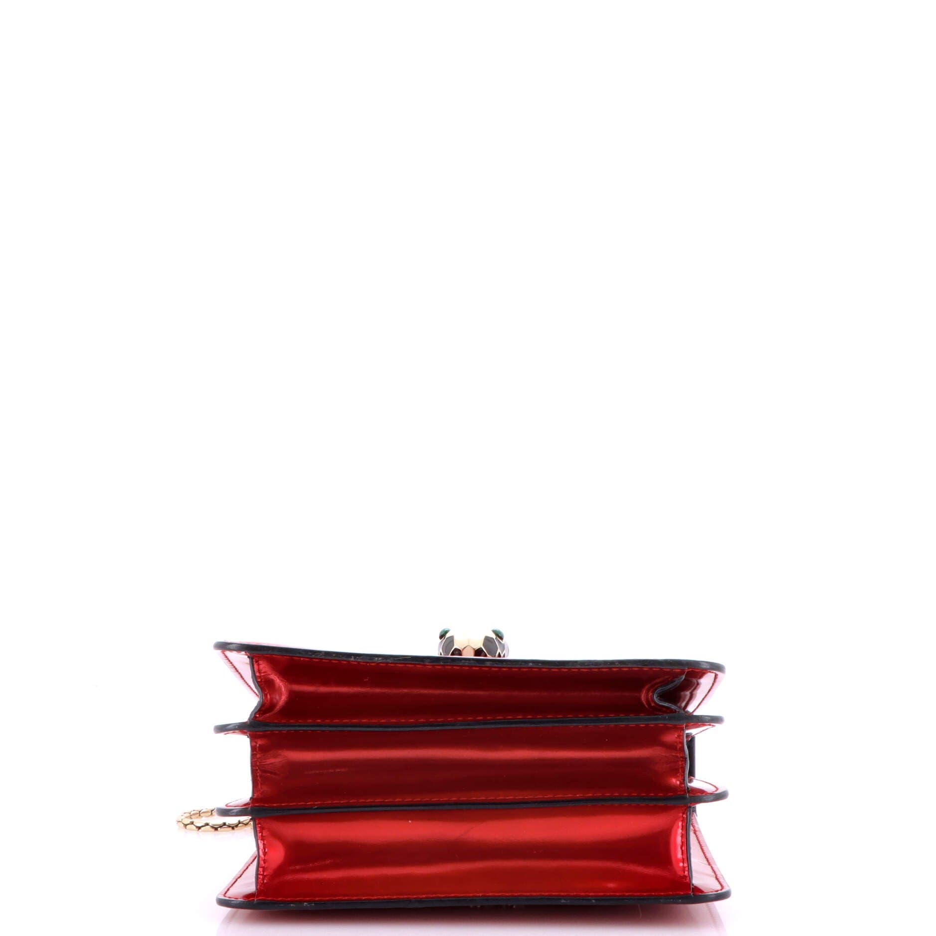 Serpenti Top Handle Bag Patent Small, Alternate, color, Red