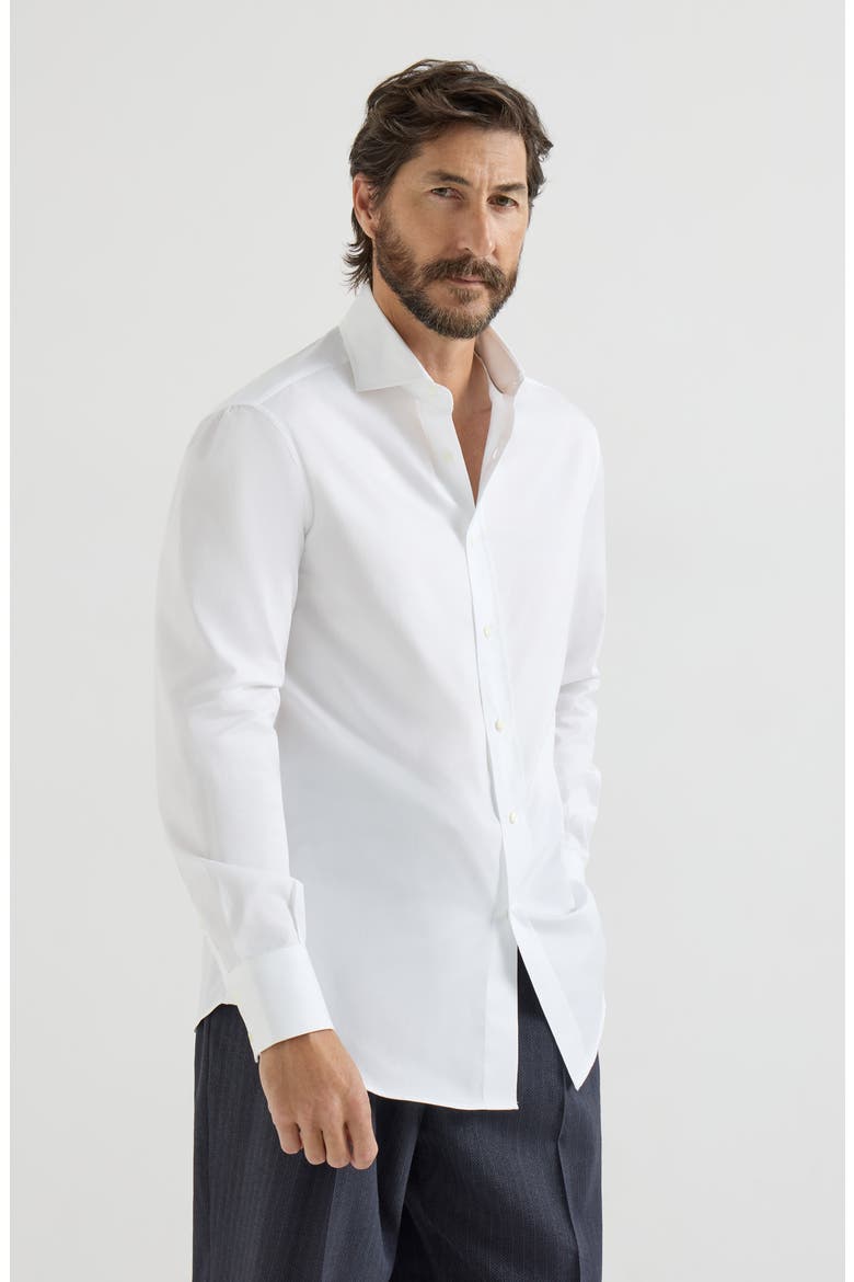 Spread collar shirt, Main, color, White