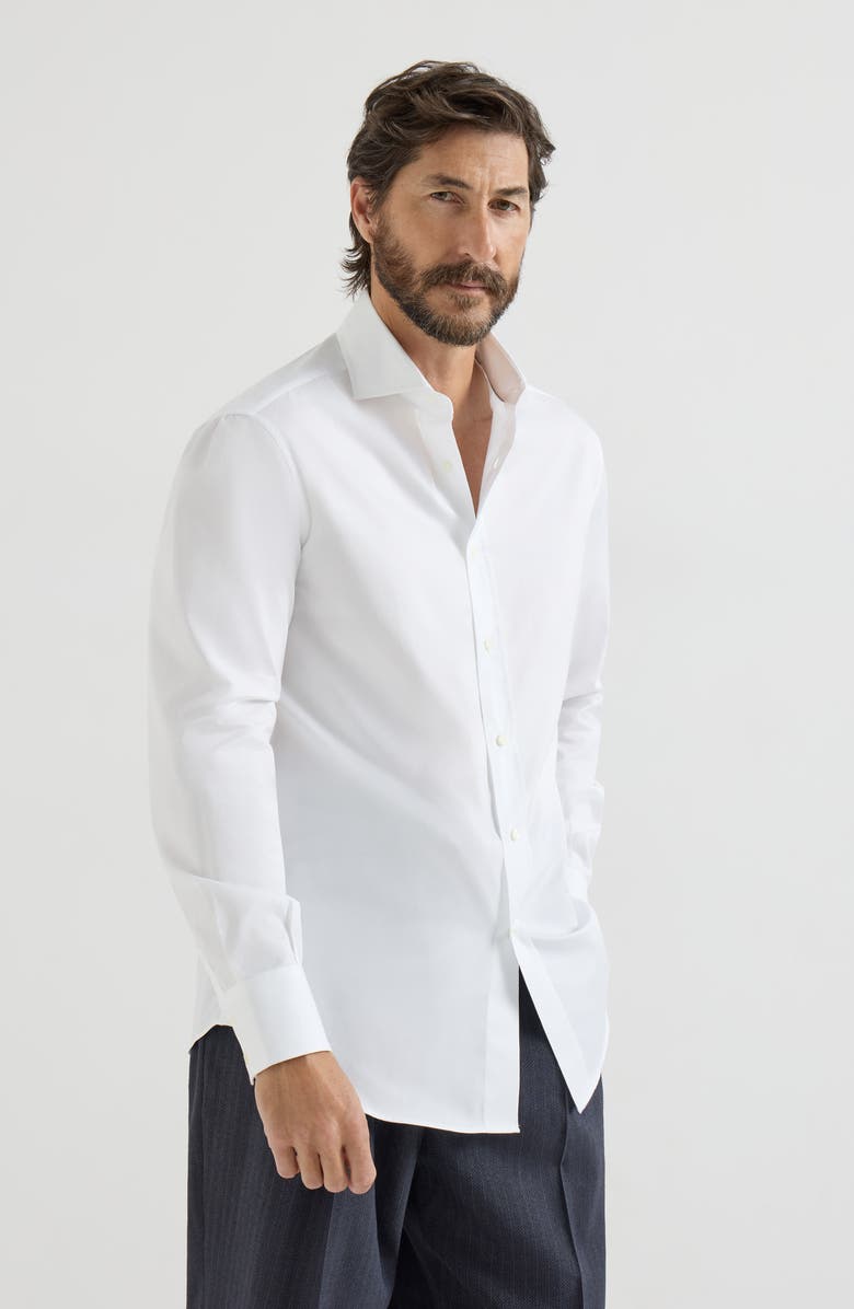 Brunello Cucinelli Spread collar shirt, Alternate, color, White