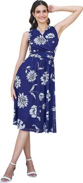 Yumi Floral Print Stretch Mesh Dress
