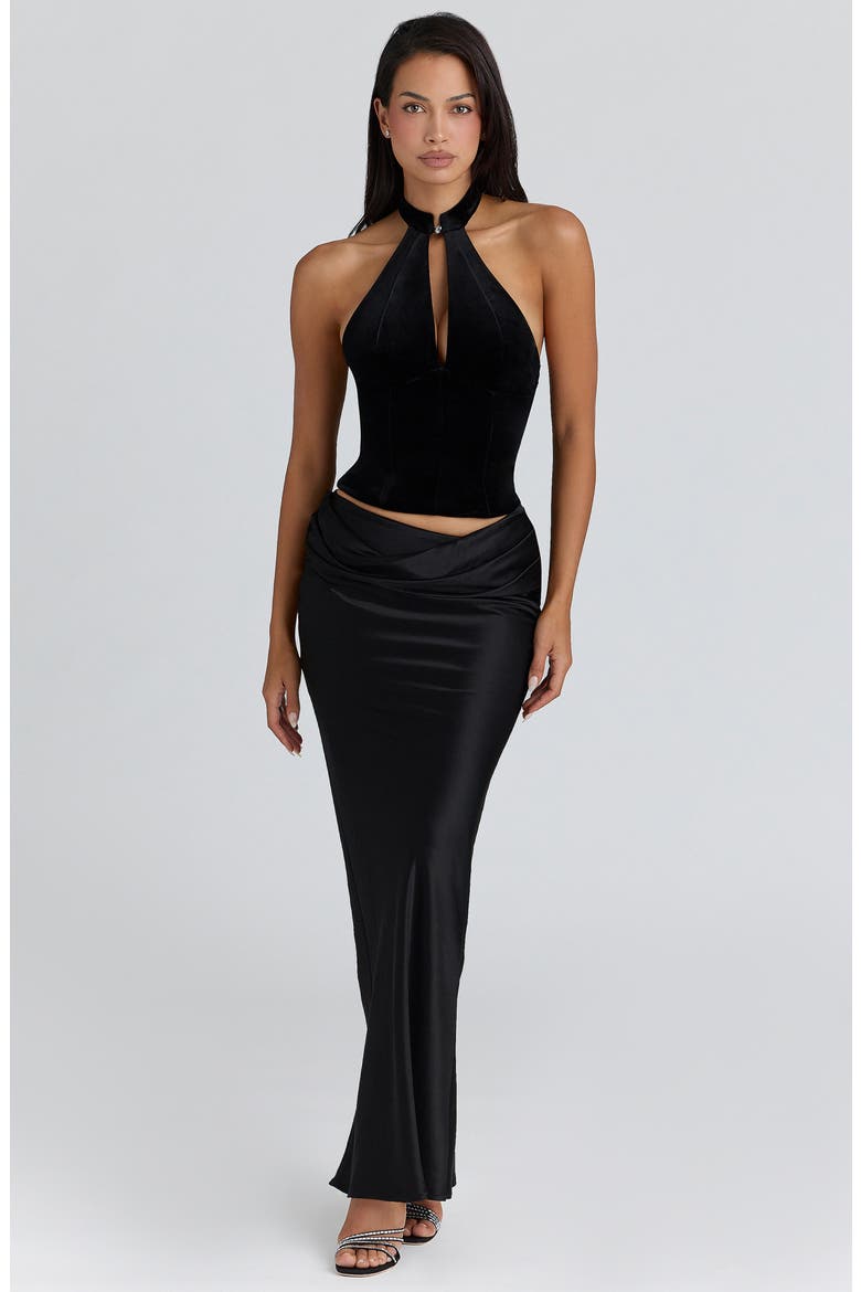 Zia Velvet Halter Top, Alternate, color, BLACK