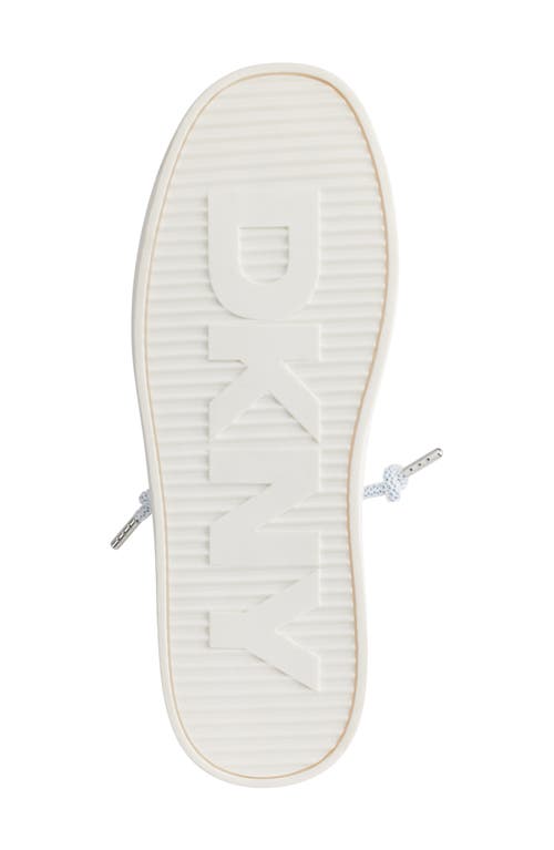 Dkny Ginali Metallic Cap Toe Sneaker In White/celeste