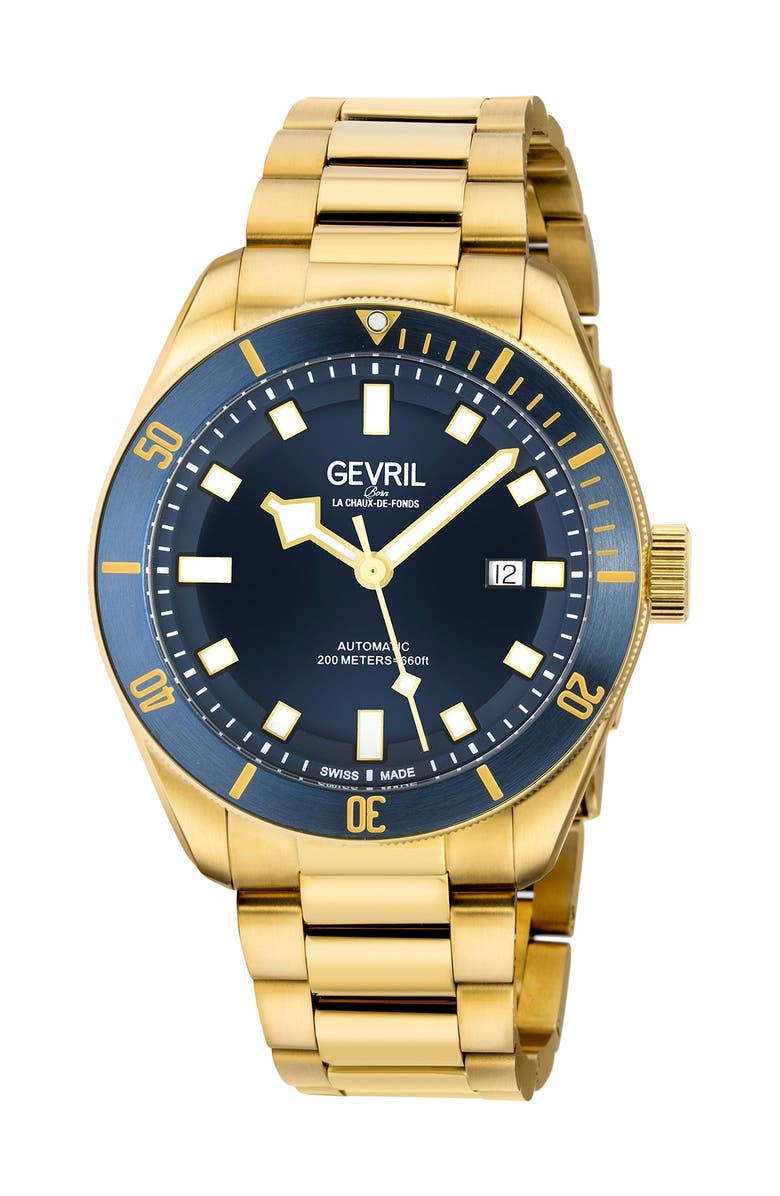GEVRIL Yorkville Swiss Automatic Bracelet Watch, 43mm, Main, color, Gold