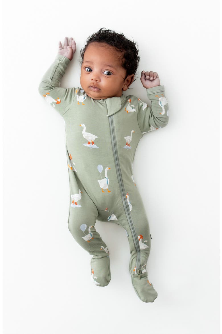Silly Goose Zip-Up Footie, Alternate, color, SILLY GOOSE