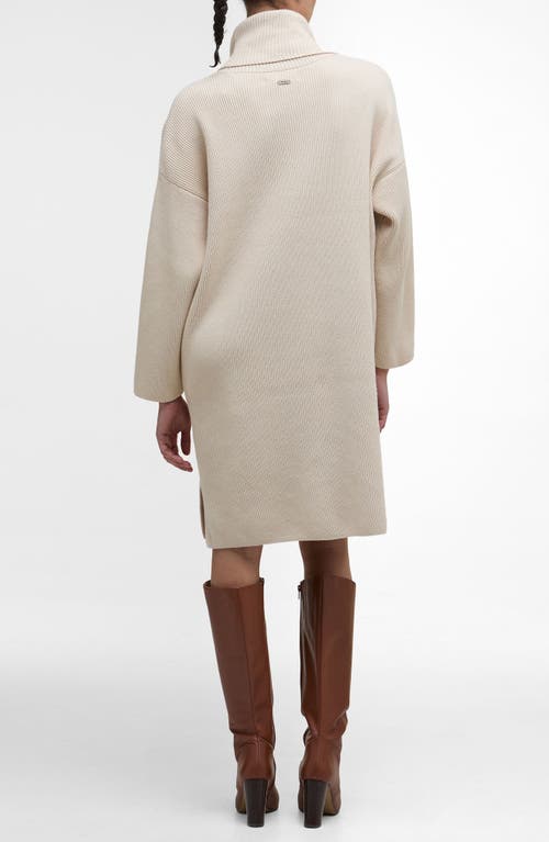 Barbour Rib Long Sleeve Cotton Blend Sweater Dress In Neutral