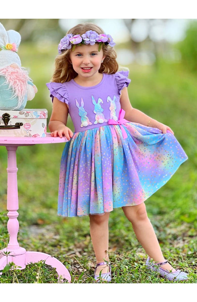 Mia Belle Girls Girls Make It Rain-bows Multicolor Tutu Dress, Alternate, color, Purple