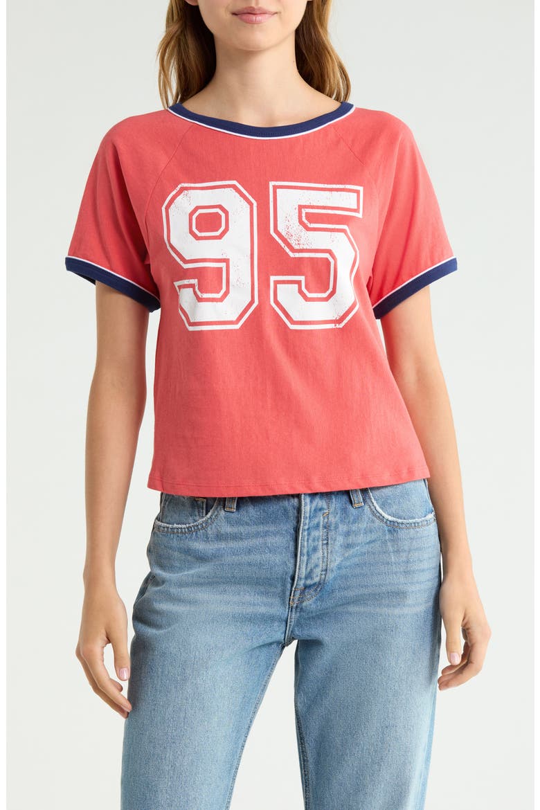 '95 Graphic Ringer T-Shirt, Main, color, CRANBERRY