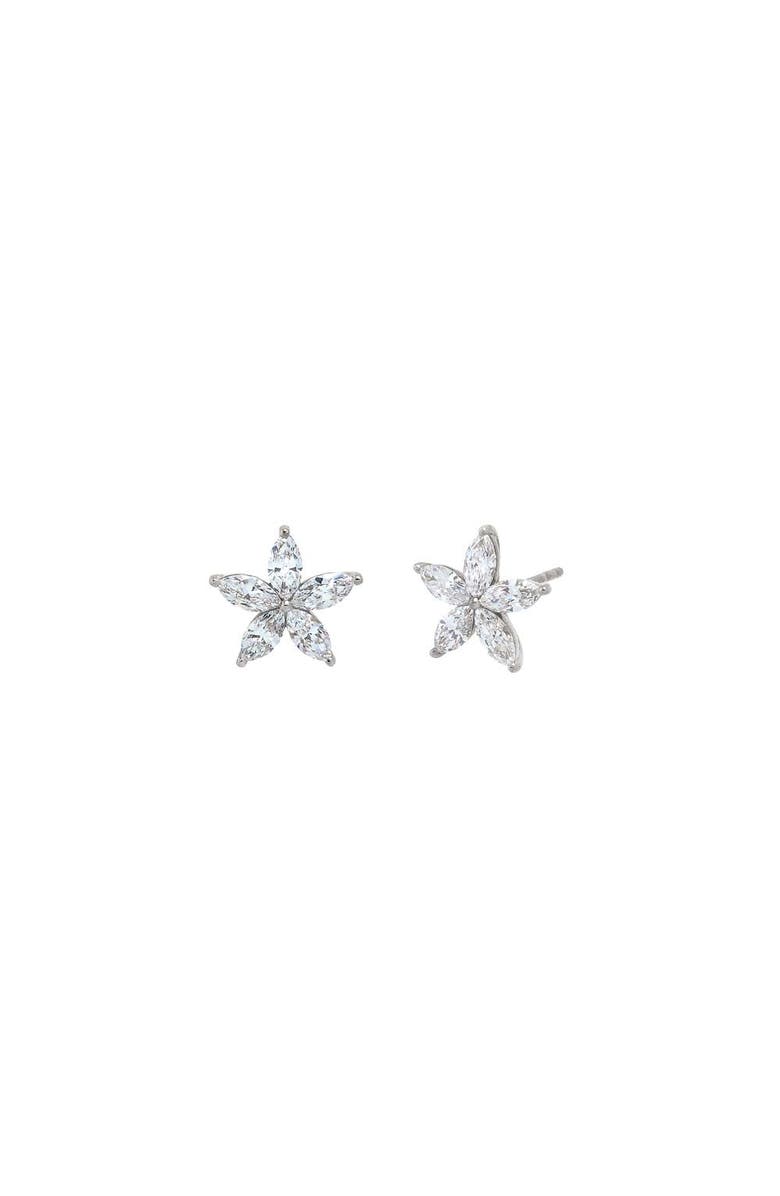 BY ADINA EDEN Lab Grown Diamond Marquise Stone Flower Stud Earring 14K, Main, color,