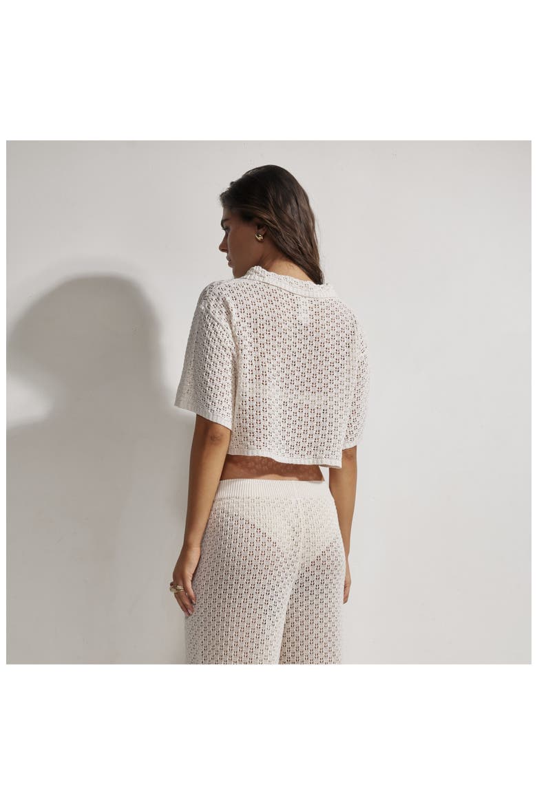 Anna Two Crochet Collared Beach Top, Alternate, color, Beige