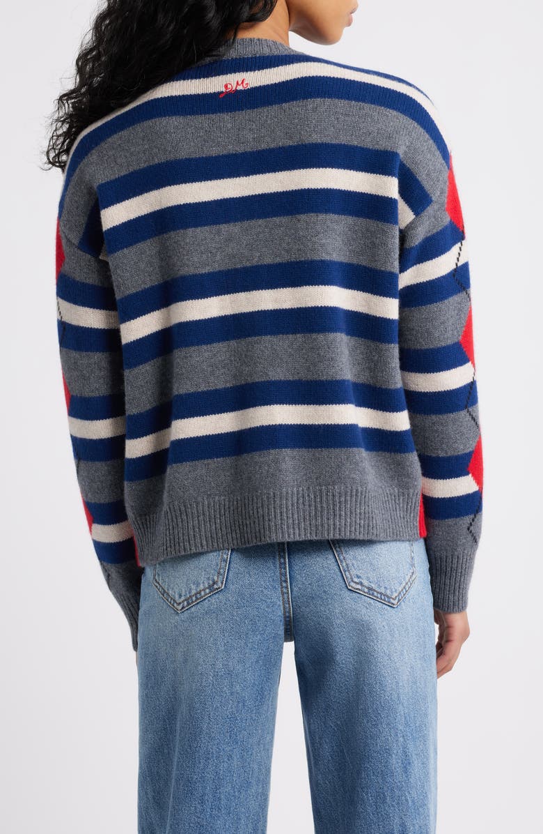 Damson Madder Didi Faux Layered Merino Wool Cardigan, Alternate, color, Red Multi