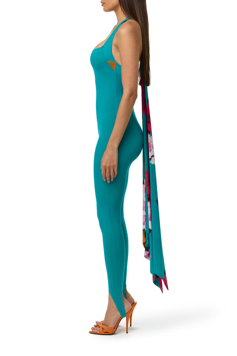 Chiffon Strap Stirrup Jumpsuit, Alternate, color, AQUA