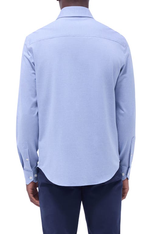 Bugatchi Devon Micro Houndstooth Ooohcotton® Button-up Shirt In Classic Blue