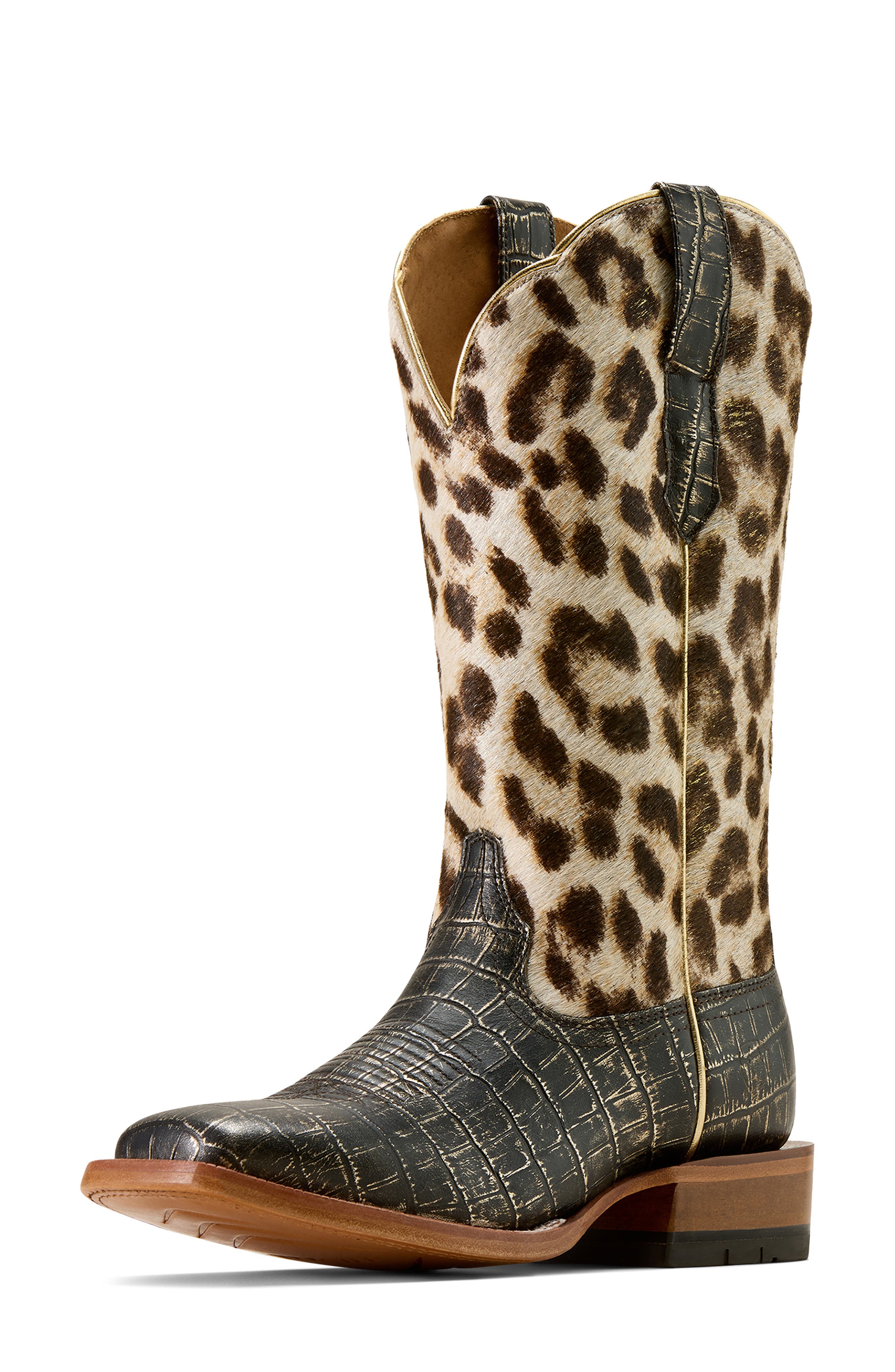 Ariat Frontier Farrah Wide Square Toe Western Boot, Alternate, color, Midnight Croc Print