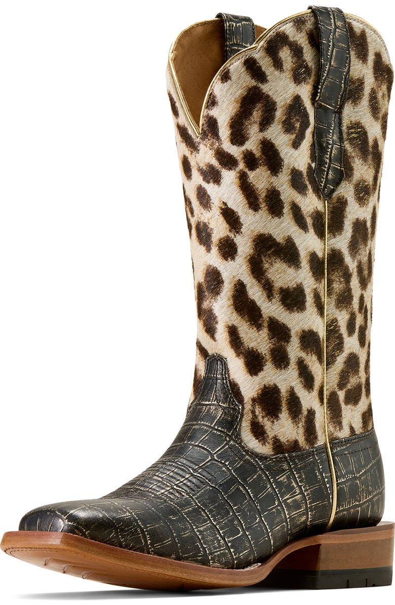 Ariat Frontier Farrah Wide Square Toe Western Boot, Alternate, color, Midnight Croc Print