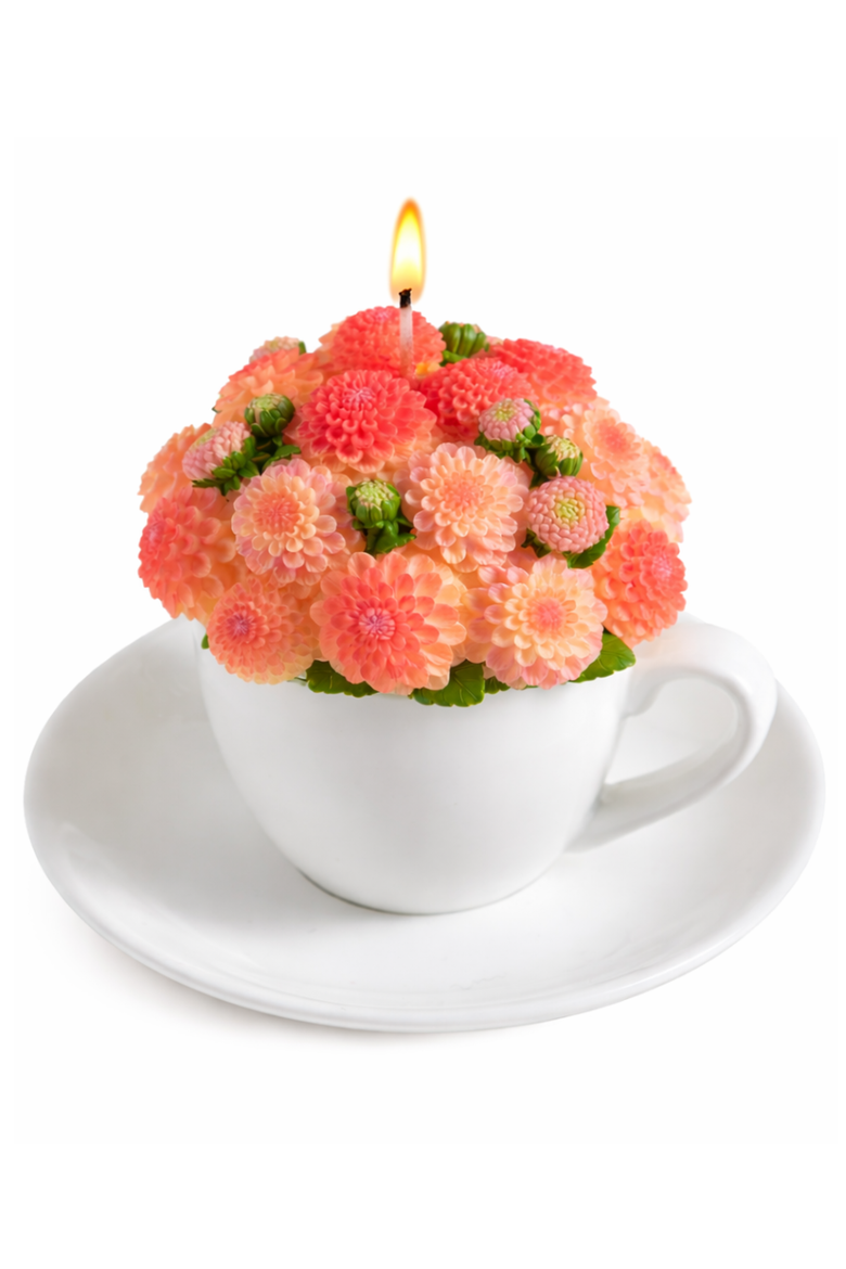 Dahlia Bouquet Aromatherapy Candle, Main, color, Pink Orange