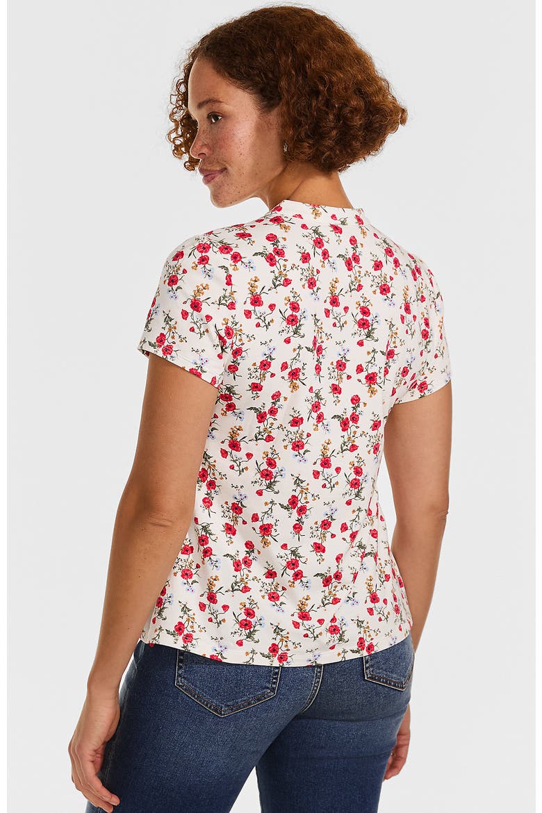 Tall Lightweight Jersey Button Pintuck Top, Alternate, color, Ivory Mini Poppy Floral