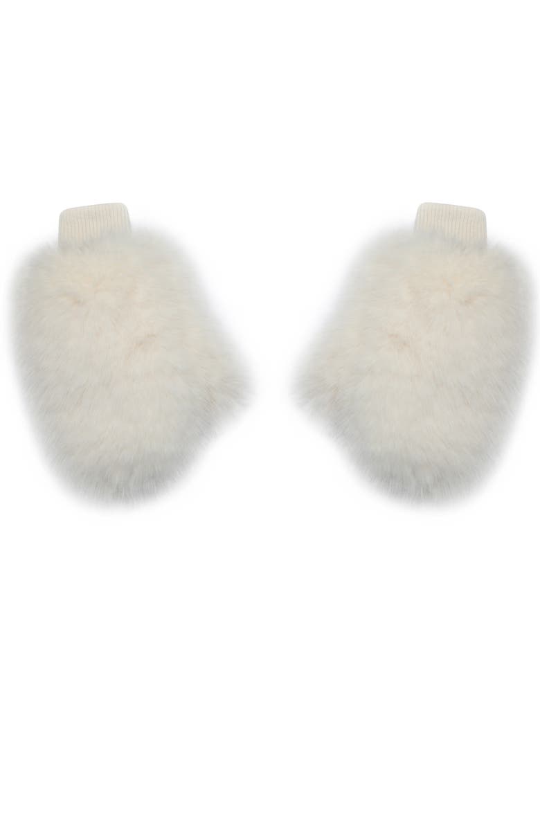 Miss Circle Katia Faux Fur Mittens, Main, color, White