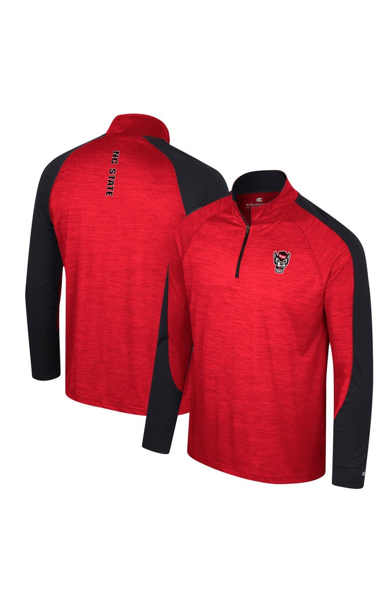 COLOSSEUM Men's Colosseum Red NC State Wolfpack Langmore Raglan Quarter-Zip Top, Main, color, 