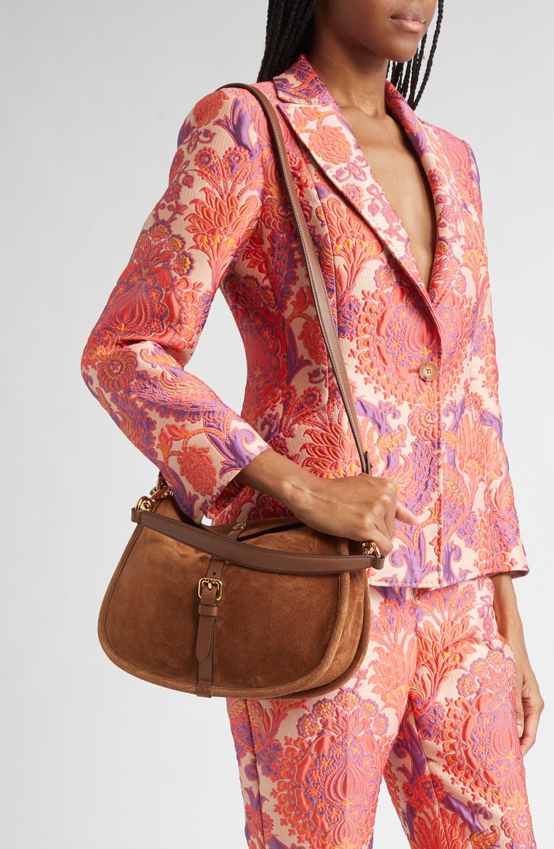 Etro Belted Suede Hobo Bag, Alternate, color, Sand