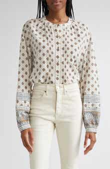 Veronica Beard Lollie Mixed Print Cotton Blend Button-Up Shirt