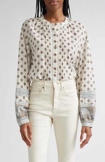 Veronica Beard Lollie Mixed Print Cotton Blend Button-Up Shirt