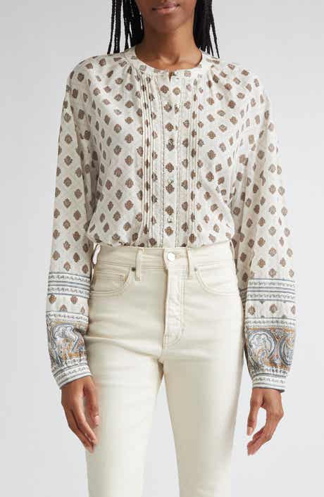 Veronica Beard Lollie Mixed Print Cotton Blend Button-Up Shirt